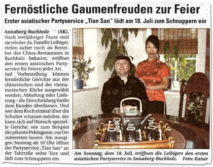 Wochenspiegel TIAN SAN-Artikel vom 18.07.2010